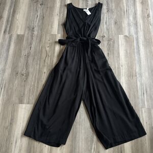 Gap Black Tie Waist Pants Wide Leg Cropped Romper NWT Size XS
